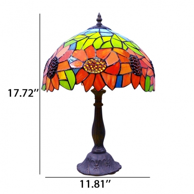 Tiffany Vintage 11.81''W Table Lamp with Sunflower Glass Shade 3 Designs Available