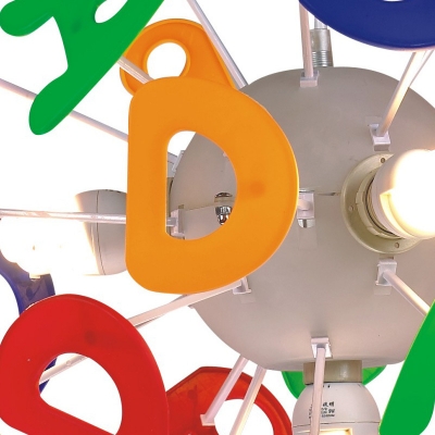 Sputnik 4 Lights Lighting Fixture Letters&Numbers Multi Color Acrylic Pendant Light for Kids Children