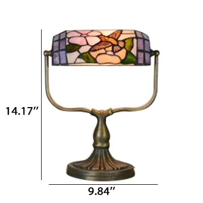 Tiffany Style Bank Lamp 1 Light Table Lamp with Multicolored Glass Shade