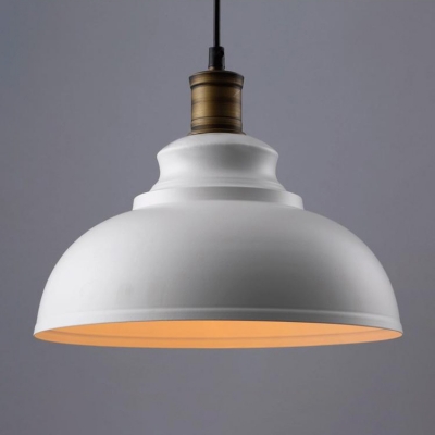 Industrial Pendant Light with 14.17''W Metal Shade in Black/White