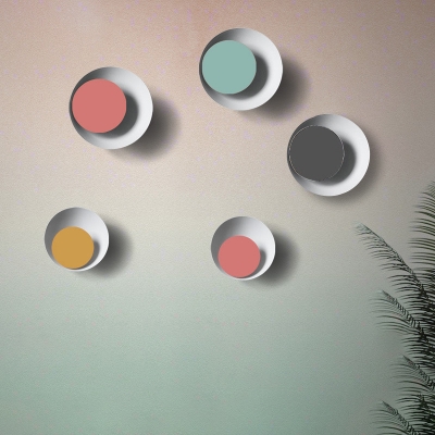 Macaroon Eclipse Shaped Led Wall Light in Yellow/Red/Green/Gray White Base for Bedroom