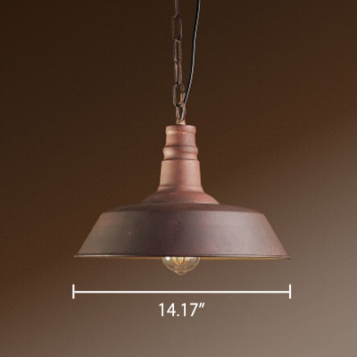 Vintage Style Rust Iron Barn Shade Single Head Pendant Light with Adjustable Hanging Chain 3 Sizes Available
