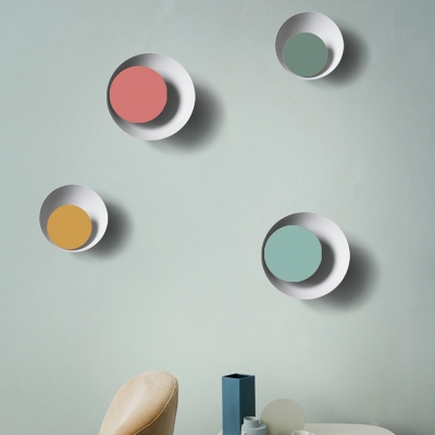 Macaroon Eclipse Shaped Led Wall Light in Yellow/Red/Green/Gray White Base for Bedroom