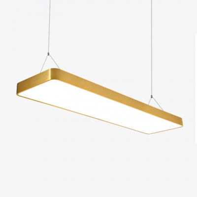 Modern Brass Rectangular Led Pendant Lighting Gold Acrylic Lampshade Led Linear Aluminum Lights