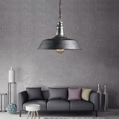 Retro Style 1 Light Industrial Barn Shade Ceiling Pendant Light in Dark Weathered Zinc Finish 10/14/18 Inch Wide