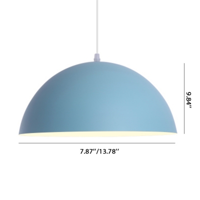 Simple Nordic Style 1-Light Pendant Lamp Metal Dome Shade for Dining Room with Various Colors for Option
