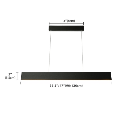 Contemporary Modern Black Finish Acrylic Lampshade Linear Pendant Light 26W-33W  for Office