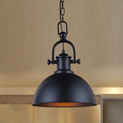Industrial Hanging Pendant Light Handle Arm with Black/White Bowl Shade