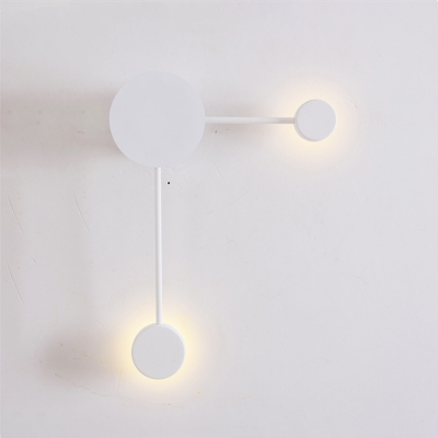 Inward Light Direction Led Post Modern Wall Light Decorative 8W 2-Led Round Wall Lighting in Matte Black/White for Living Room Bedroom Hallway
