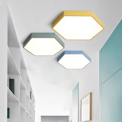 Multicolors Metal Led Ceiling Light Fixture Hexagon Shaped