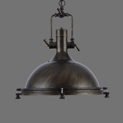 Vintage Industrial Style 18'' Wide Dome Shade Hanging Light Fixture with Water Pipe Handle 3 Colors for Choice