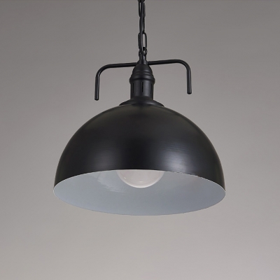 Indoor Industrial Style Metal Dome Shade 1 Light Black Finish Pendant Light