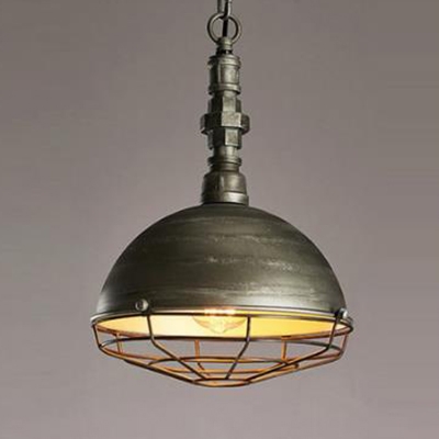 Industrial Style Aged Bronze Finish Wire Caged Hanging Light with 10.24