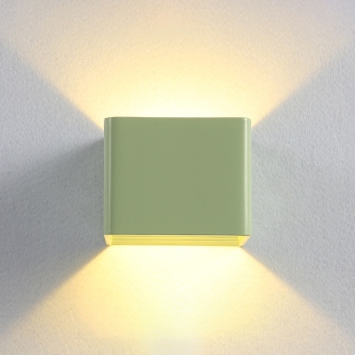 Macaroon Style Orange/Yellow/Green Square Led Wall Sconce for Hallway Corridor