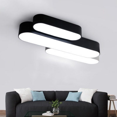 Minimalist Modern Style Ellipse LED Ceiling Flush Light 24/36W Acrylic Lampshade Oval Surface-Mount Led Lamp in Black Finish