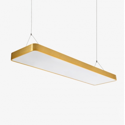 Modern Brass Rectangular Led Pendant Lighting Gold Acrylic Lampshade Led Linear Aluminum Lights