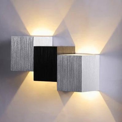 Aluminum Directional Led Up/Down Lighting 6W Square/Vertical Rectangular Wall Sconce in Silver/Black Die Cast Outdoor Wall Light Fixture