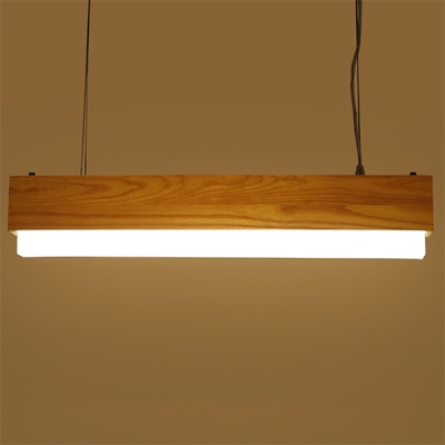 Adjustable LED Linear Fixture Wooden Led Hanging Light Acrylic Lampshade for Office Conference Room