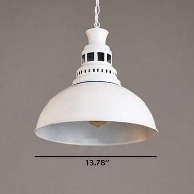 Industrial Pendant Light Retro in White/Black Finish with Dome Shade