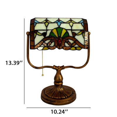 Tiffany Style Bank Lamp 1 Light Table Lamp with Multicolored Glass Shade