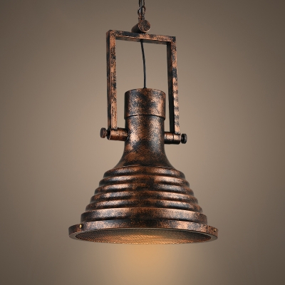 

Mesh Diffuser Panel Design Vintage Pendant Light in Mottled Rust Iron Finish 13.78" Wide, HL484968