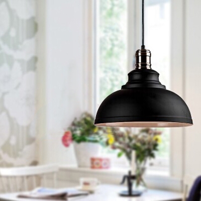 Vintage Style Restaurant Hanging Light with White Inner Finish and Polished Metal Lamp Socket