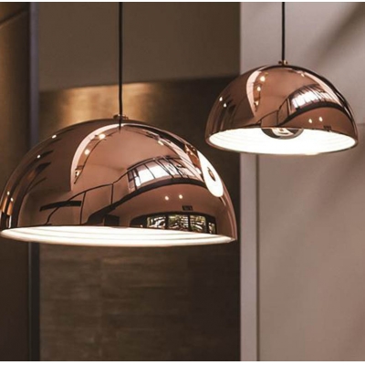 Glossy Copper Finish Dome Shade Down Lighting Ceiling Pendant Light For Restaurant 2 Sizes Available Beautifulhalo Com - Ceiling Pendant Sizes