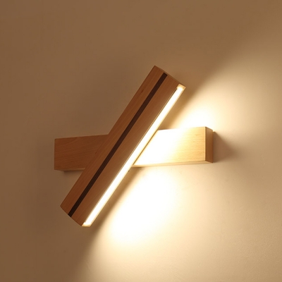 Modern Beech Wood Swivel LED Wall Lighting 9.45