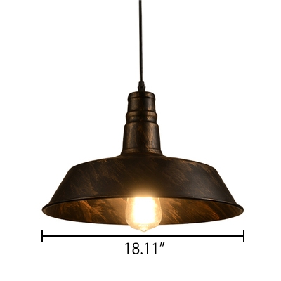 Retro Style 1 Light Industrial Pendant Lamp with Distressed Bronze Barn Shade 18.11
