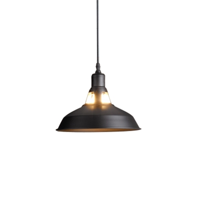 

Industrial Warehouse Barn Style 1 Light Pendant Metal Pendant in Matte Black(3 sizes available, HL485914