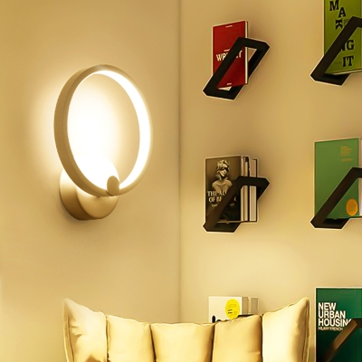 Contemporary Simple Wall Fixture LED  Circle Led Sconce Lights in White for Reading Room Bedside