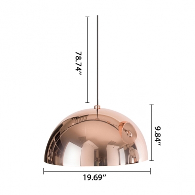 Glossy Copper Finish Dome Shade Down Lighting Ceiling Pendant Light for Restaurant 2 Sizes Available