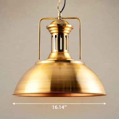 Modern Style Metal Dome Shade Ceiling Pendant Light in Gold Finish with Adjustable Chain