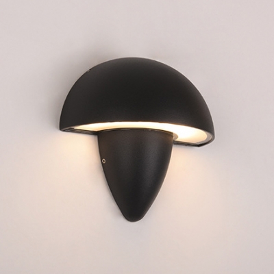 Die-Cast 6W 85lm LED Warm White Light Black Mushroom Shaped Led Wall Sconce Exterior Lighting for Garage Corridor Stairs Villa Porch