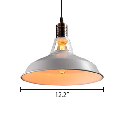 Minimalistic Design White Metal Shade Hanging Light Fixture with Bronze Finish Lamp Socket 3 Sizes Available