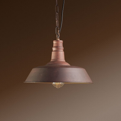 Vintage Style Rust Iron Barn Shade Single Head Pendant Light with Adjustable Hanging Chain 3 Sizes Available