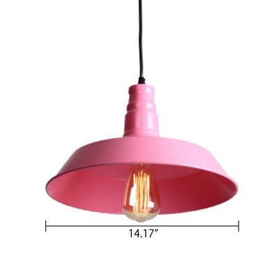 Pink Finish Barn Shade Simple 1 Light Hanging Pendant Lamp for Girl's Room 2 Sizes Available
