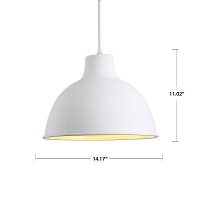 White Finish Downrod Drop Light in Simple Style for Coffee House Restaurant 2 Sizes for Option