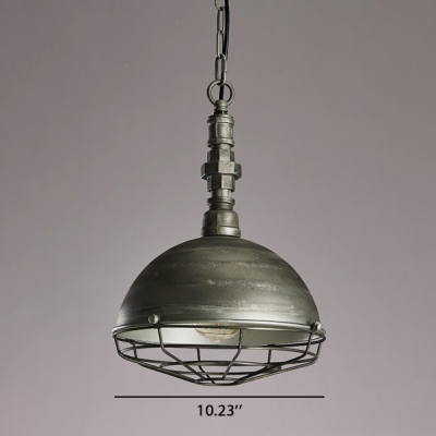 Industrial Style Aged Bronze Finish Wire Caged Hanging Light with 10.24