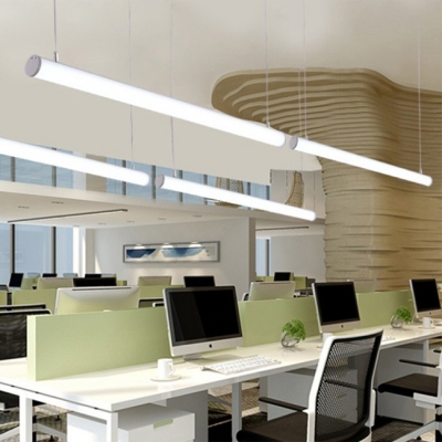 Led Linear Office Light, Silver Finish Aluminum Led Long Bar Chandelier for Internet Cafe