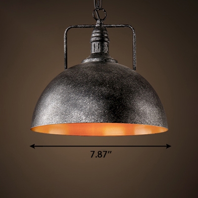 One Bulb Metal Antique Black Pendant Light with Dome Shade for Coffee Bar Indoor