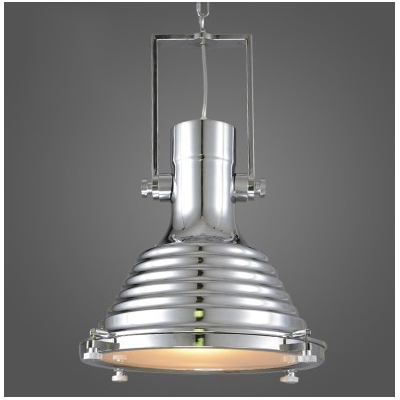 

Polished Chrome Finish Ribbed Design Hanging Pendant Light with Platen Glass Diffuser 15.75" Wide, HL485893