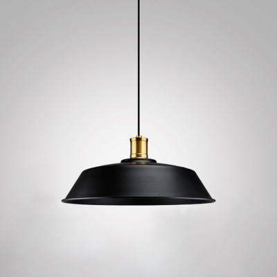Simple Textured Black Barn Shade Single Head Hanging Lamp in Gold Finish for Cafeteria, 3 Sizes