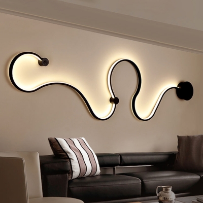 Details about   Modern Concise Curved Linear Luminaire Wall Sconce Light Living Room Indoor Lamp 