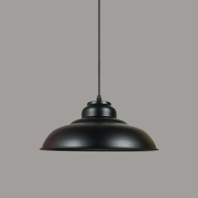 

Industrial Style Polished Black Finish Single Light Pendant Lamp in 12.2 Inch Wide Metal Dome Shade, HL482892