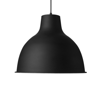 Simple Style One Light Black Dome Shade Pendant Lighting with White Inner Finish for Restaurant