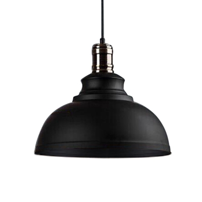 Vintage Pendant Light in Barn Style with Metal Shade, Black