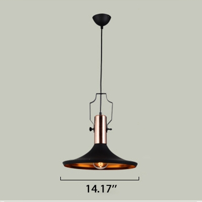 Simple Style Matte Black Finish 1 Light Hanging Light Fixture with Copper Lamp Socket 3 Designs for Choice