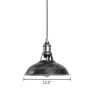 Industrial Style Warehouse Barn Shade 1 Light Pendant in Antique Grey with Adjustable Cord (3 sizes available)