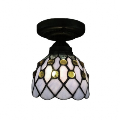 6 Inch Mini Semi Flush Mount Ceiling Light in Tiffany Stained Glass Style